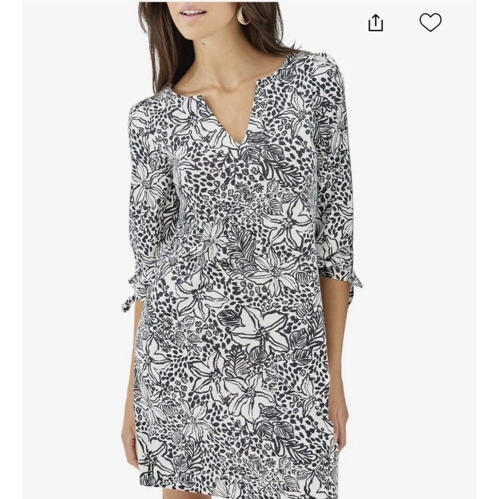 NWT Lilly Pulitzer Cath 3/4 sleeve Dress Onyx Lots To Spot Full Size Med